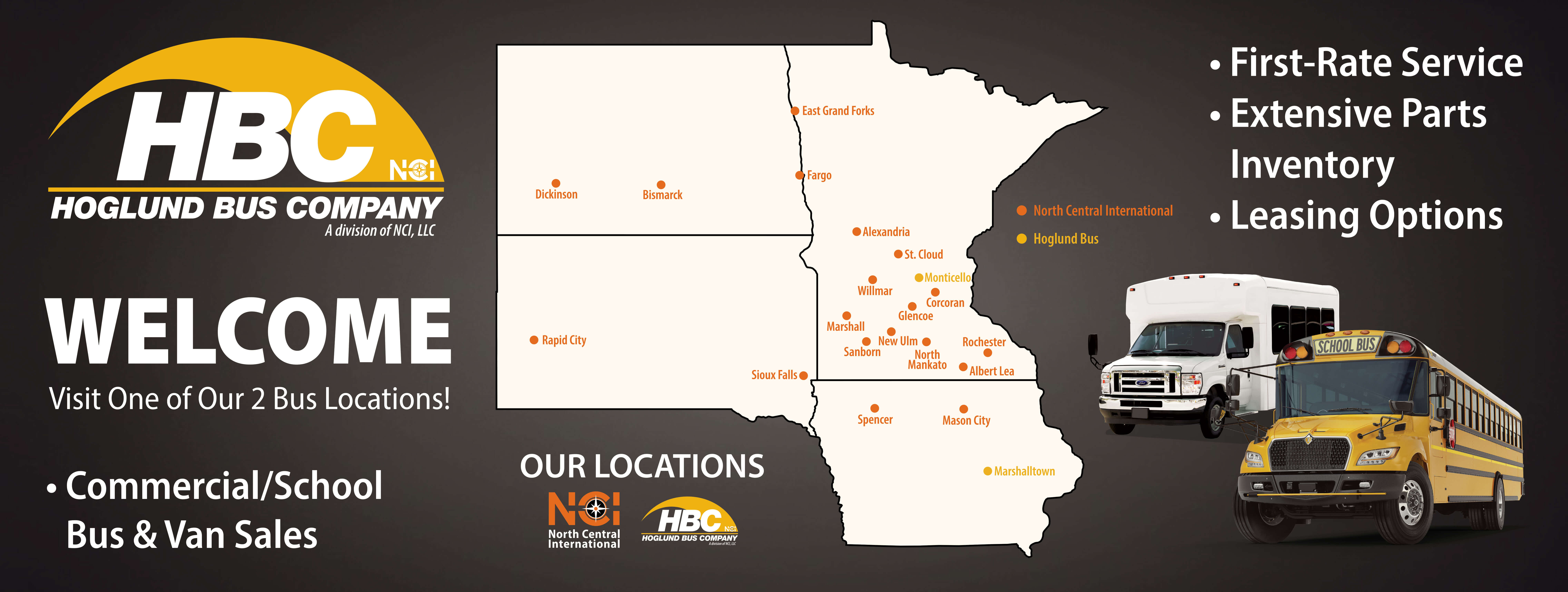 HBC Welcome - Visit one of our 3 Bus Locations