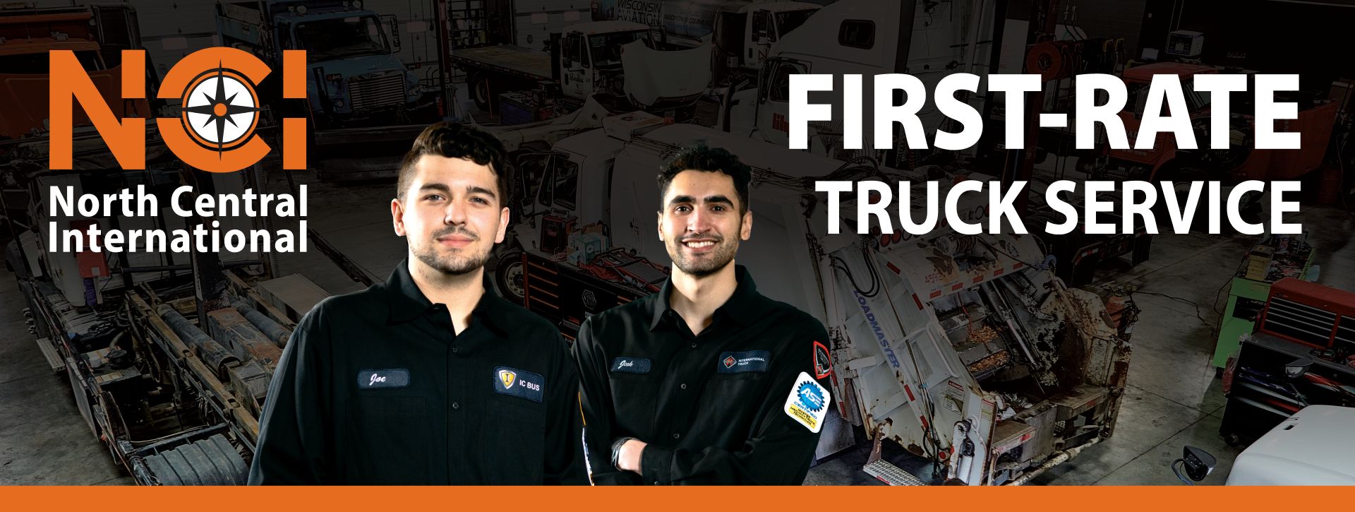 NCI Logo and two technicians